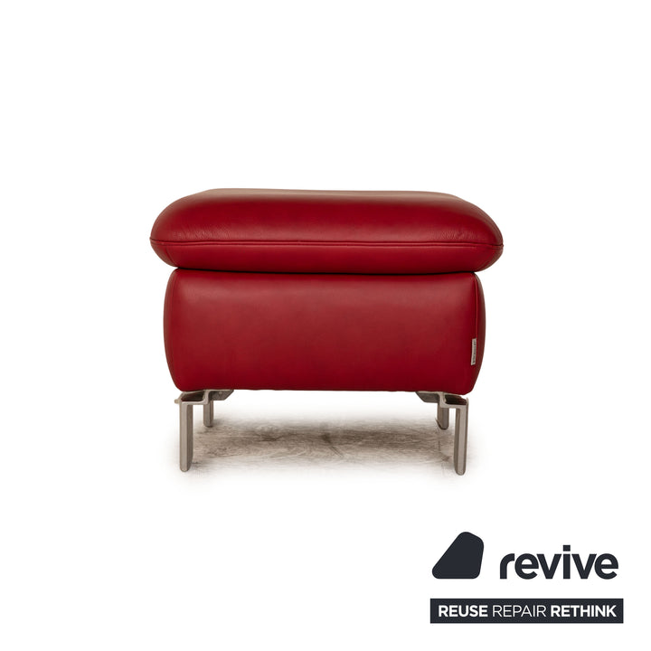 Willi Schillig leather armchair set red stool