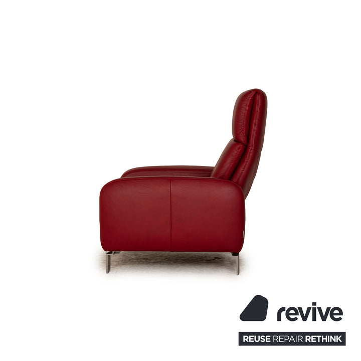 Willi Schillig leather armchair set red stool