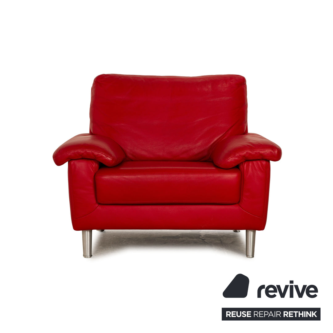 Willi Schillig leather armchair red