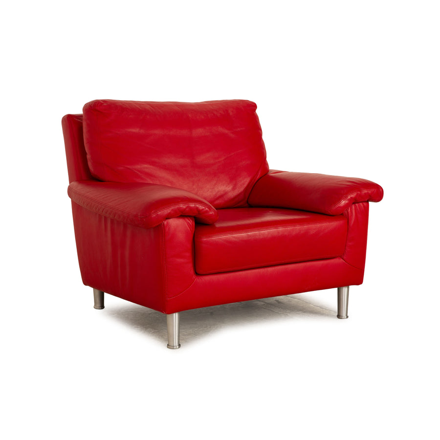 Willi Schillig leather armchair red