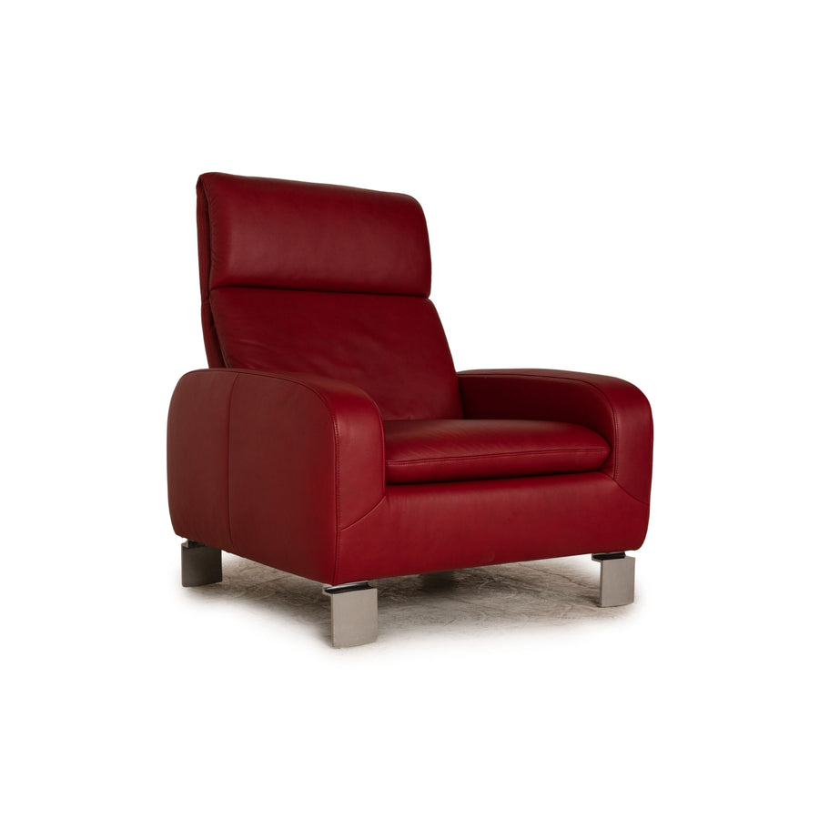 Willi Schillig leather armchair red