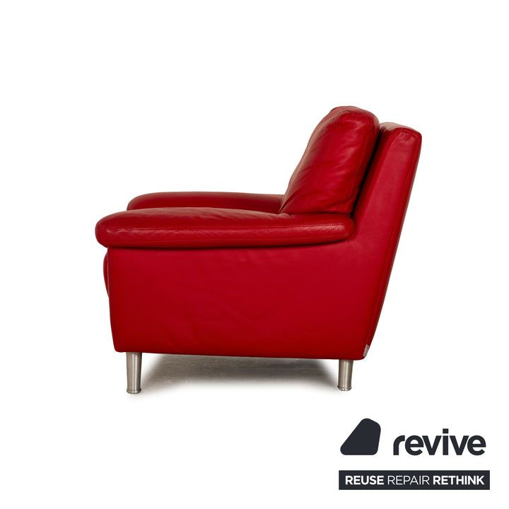 Willi Schillig leather armchair red