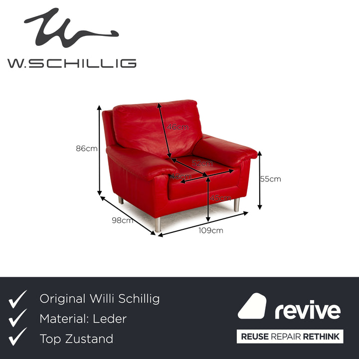 Willi Schillig leather armchair red