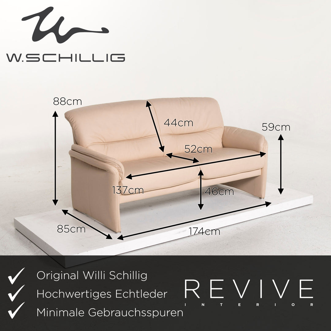 Willi Schillig Leder Sofa Beige Zweisitzer Couch #12578