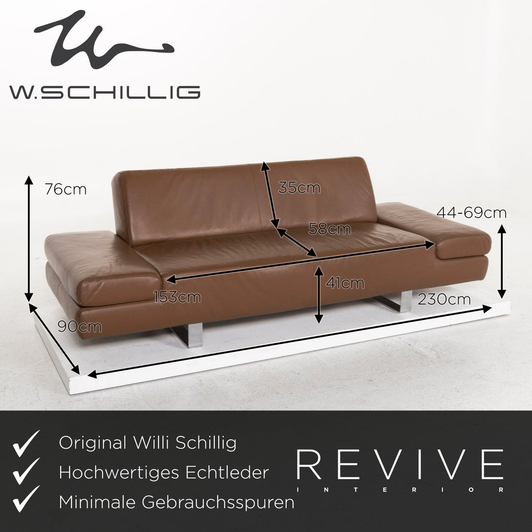 Willi Schillig Taboo Leder Sofa Braun Dreisitzer Couch #12991