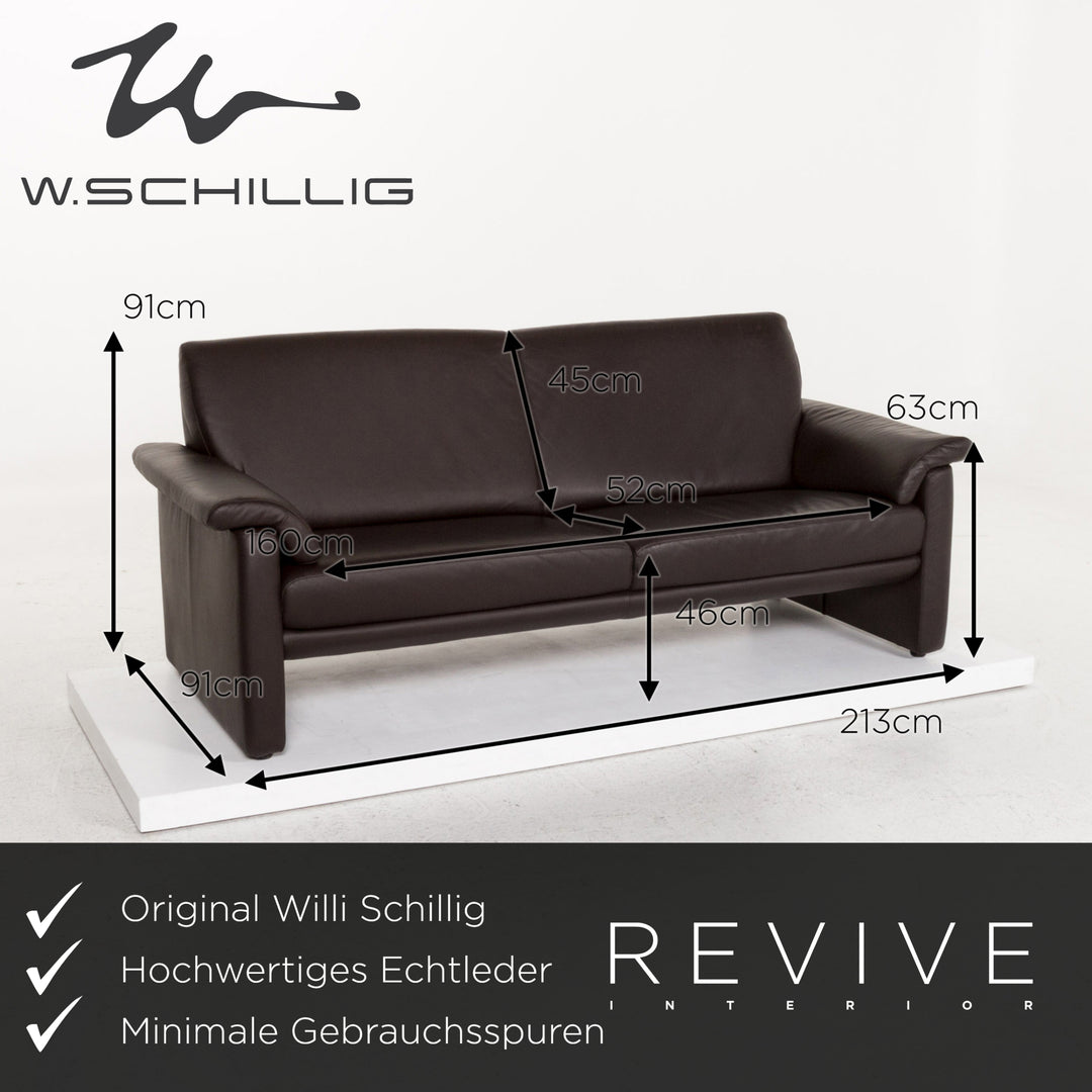 Willi Schillig Leder Sofa Braun Dunkelbraun Dreisitzer Couch #13388