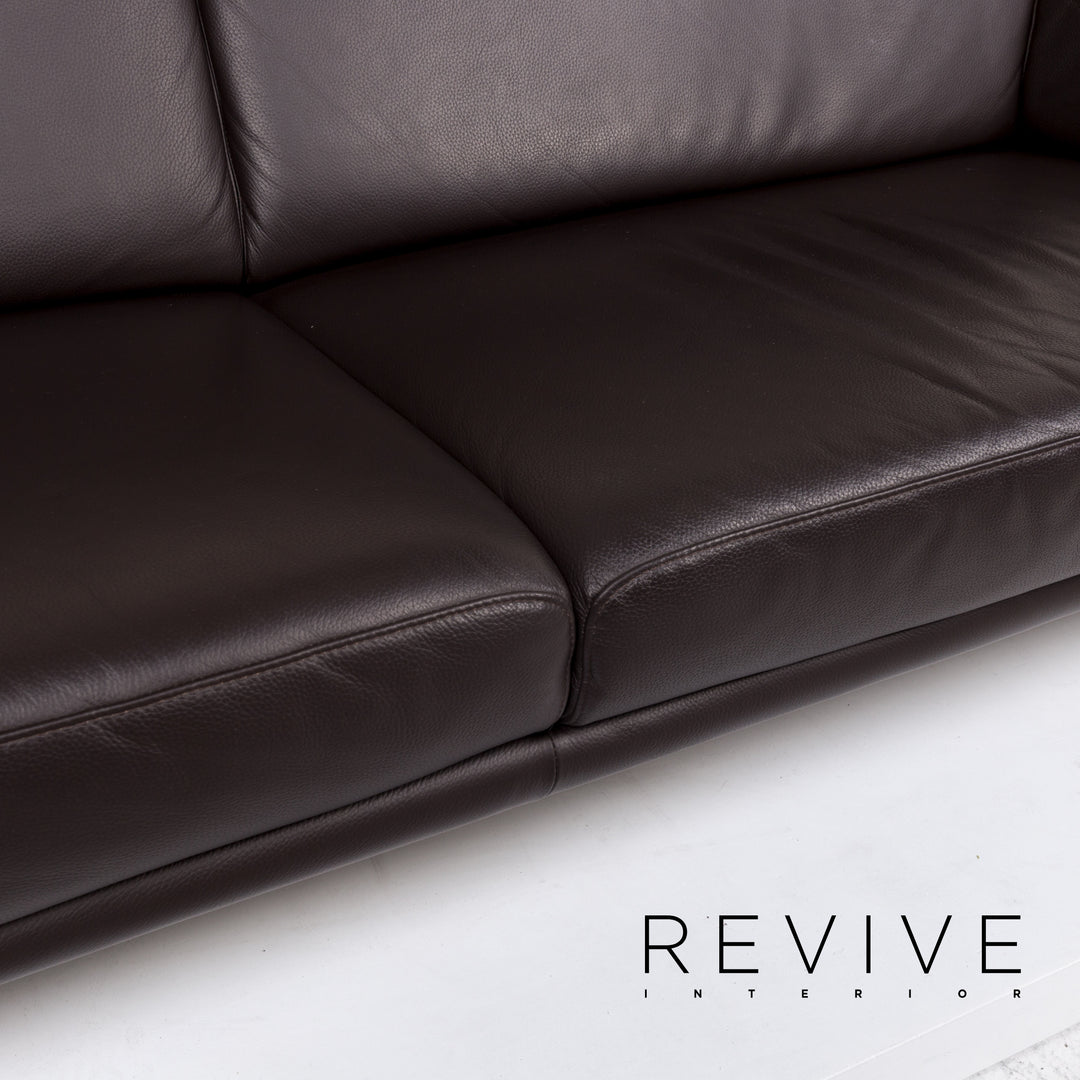 Willi Schillig Leder Sofa Braun Dunkelbraun Dreisitzer Couch #13388