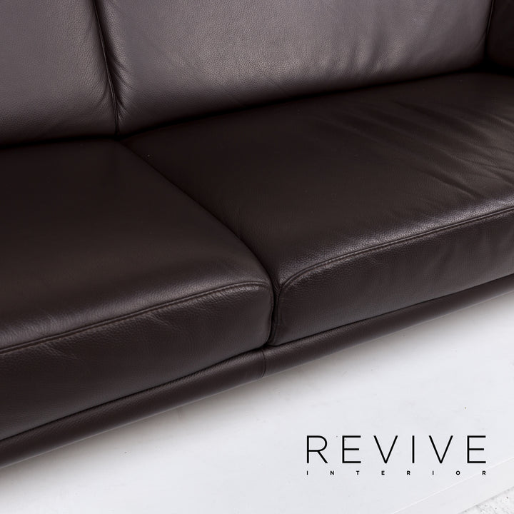 Willi Schillig Leder Sofa Braun Dunkelbraun Dreisitzer Couch #13388