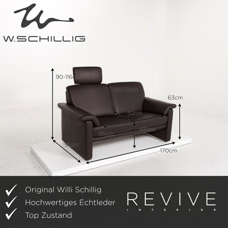 Willi Schillig Leder Sofa Braun Dunkelbraun Zweisitzer Couch 