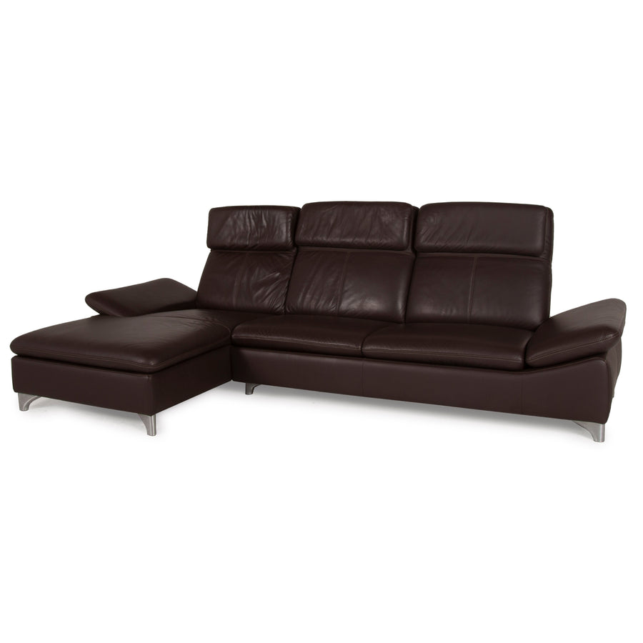 Willi Schillig leather sofa brown corner sofa dark brown