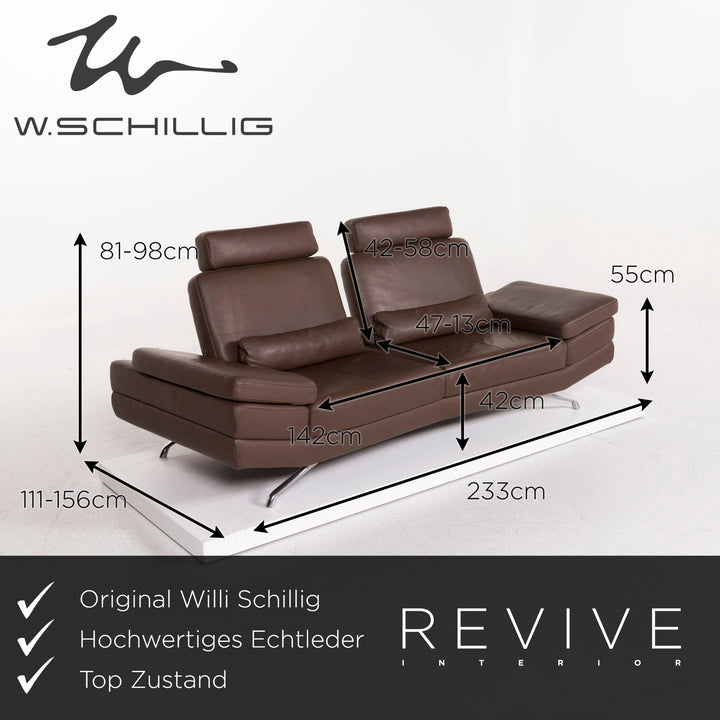 Willi Schillig Leder Sofa Braun Zweisitzer Funktion Relaxfunktion Couch #12343