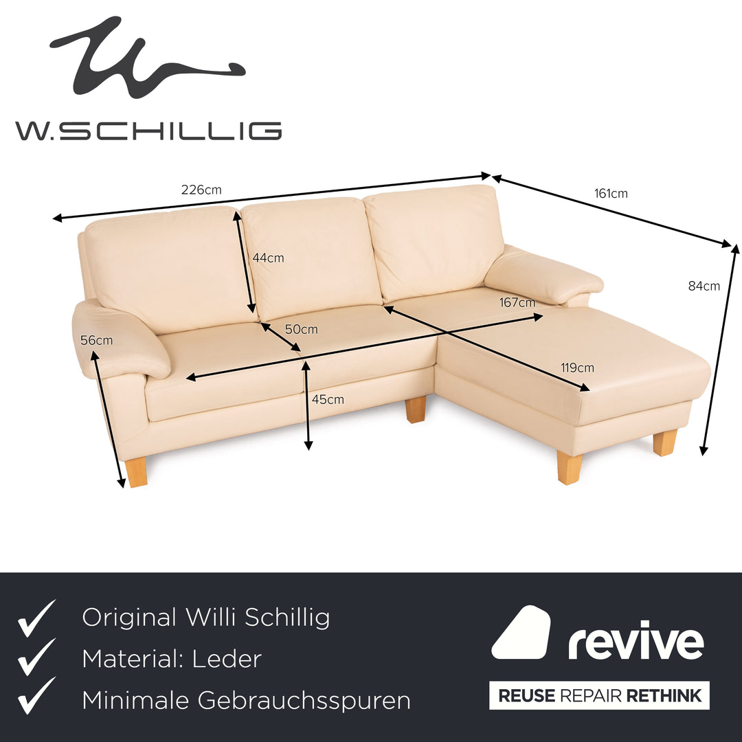 Willi Schillig leather sofa cream corner sofa couch