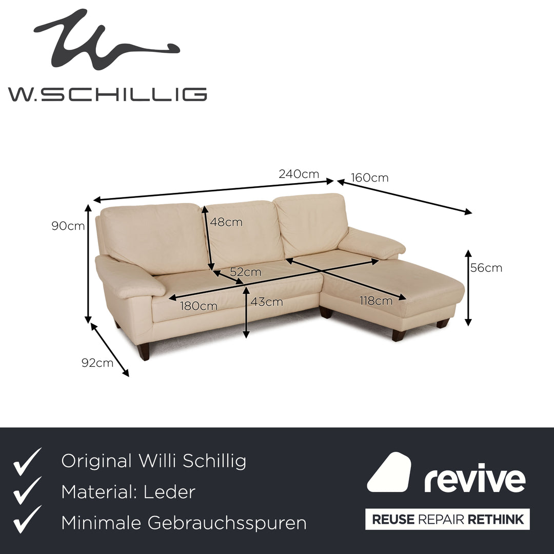 Willi Schillig leather sofa cream corner sofa couch