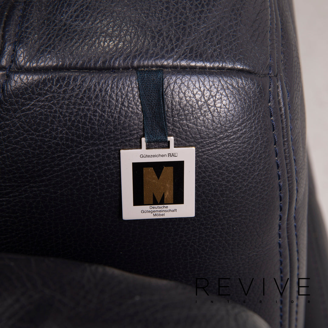 Willi Schillig Leather Sofa Dark Blue Corner Sofa #14965