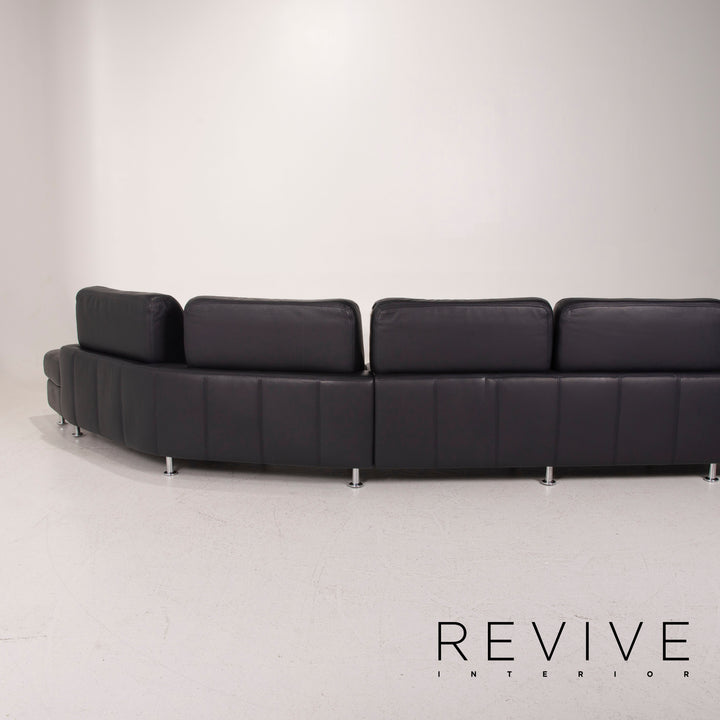 Willi Schillig Leather Sofa Dark Blue Corner Sofa #14965