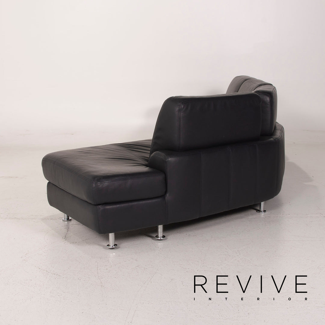 Willi Schillig Leather Sofa Dark Blue Corner Sofa #14965