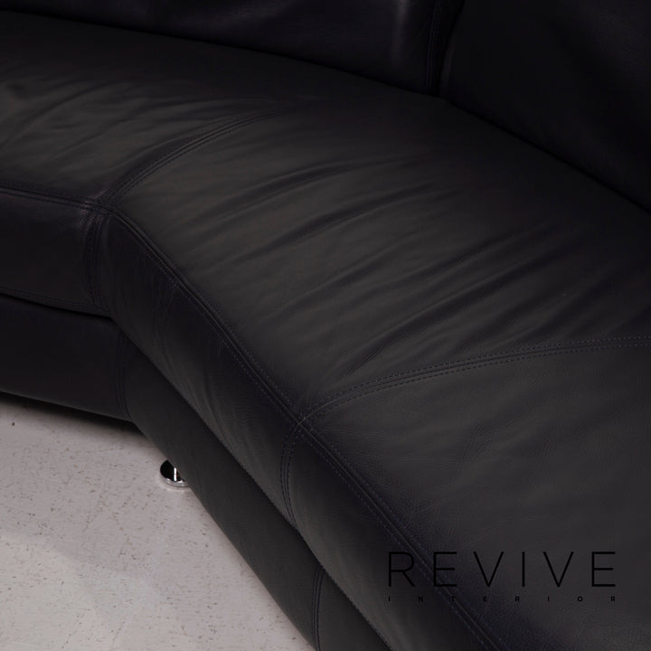 Willi Schillig Leather Sofa Dark Blue Corner Sofa #14965