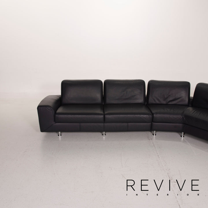 Willi Schillig Leather Sofa Dark Blue Corner Sofa #14965