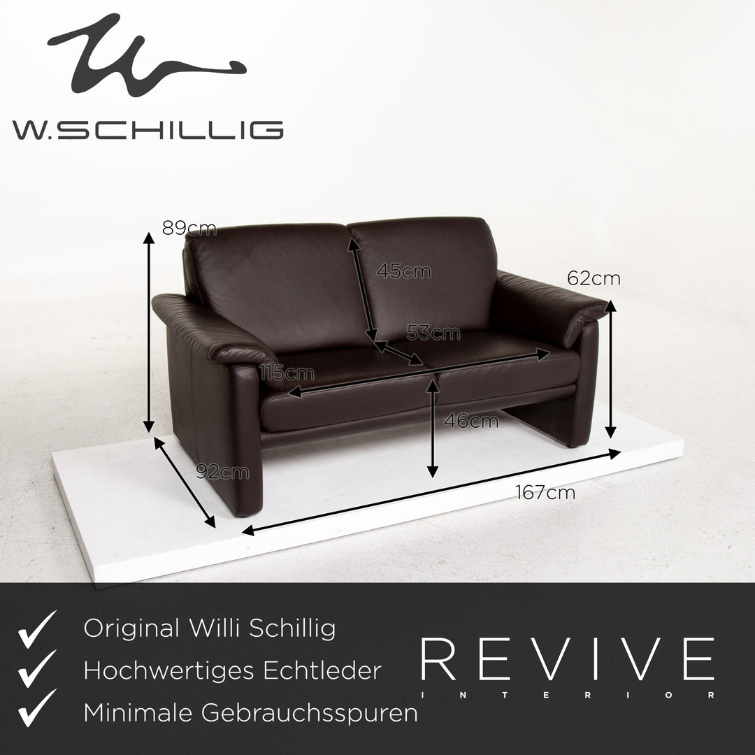 Willi Schillig Leder Sofa Dunkelbraun Braun Zweisitzer Couch #13529