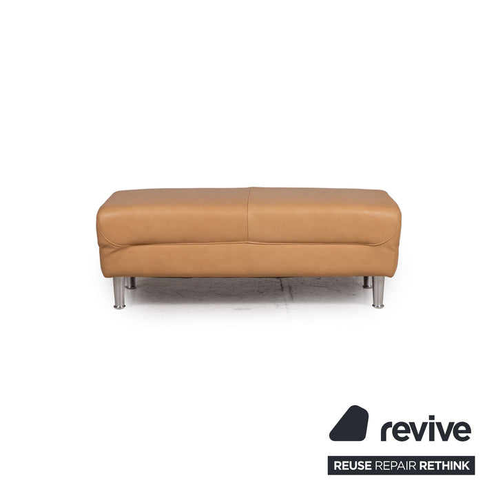 Willi Schillig leather sofa set beige 1x corner sofa 1x stool couch