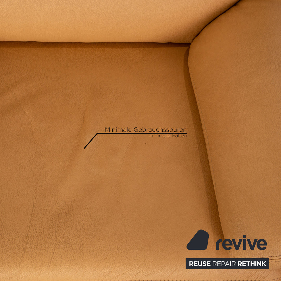 Willi Schillig Leder Sofa Garnitur Beige Couch Dreisitzer 2x Sessel Hocker