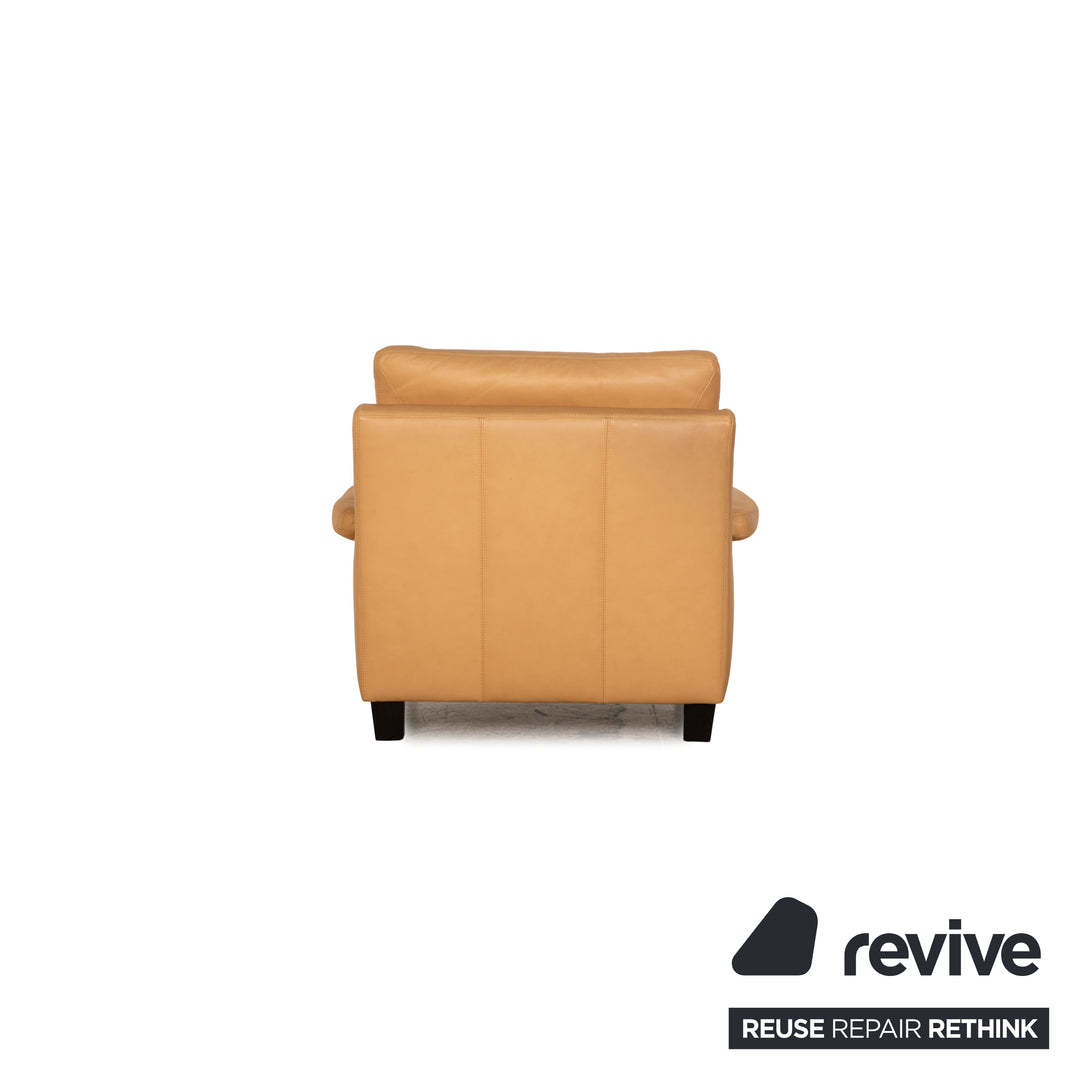 Willi Schillig Leder Sofa Garnitur Beige Couch Dreisitzer 2x Sessel Hocker