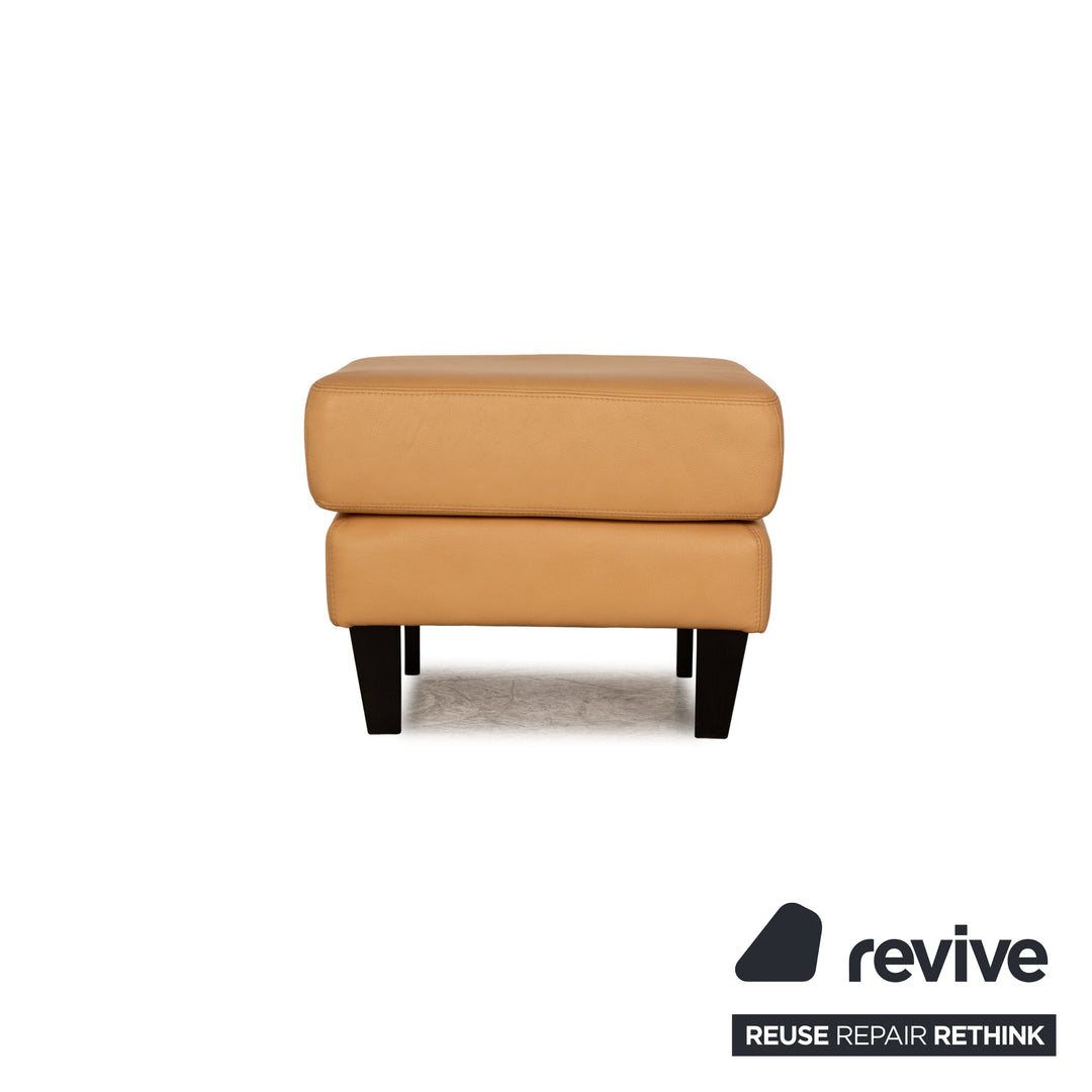Willi Schillig Leder Sofa Garnitur Beige Couch Dreisitzer 2x Sessel Hocker