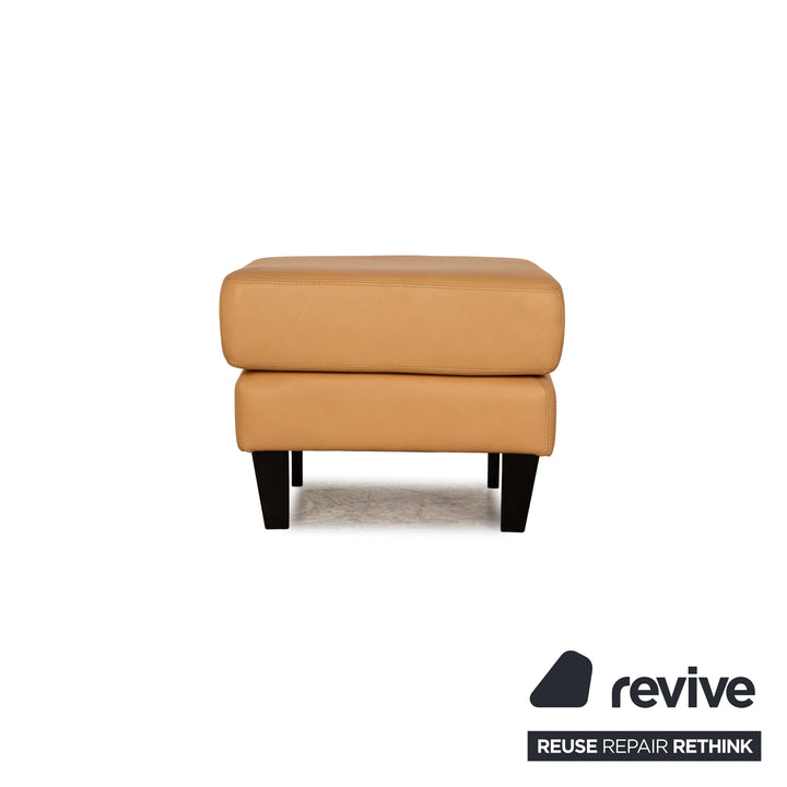 Willi Schillig Leder Sofa Garnitur Beige Couch Dreisitzer 2x Sessel Hocker
