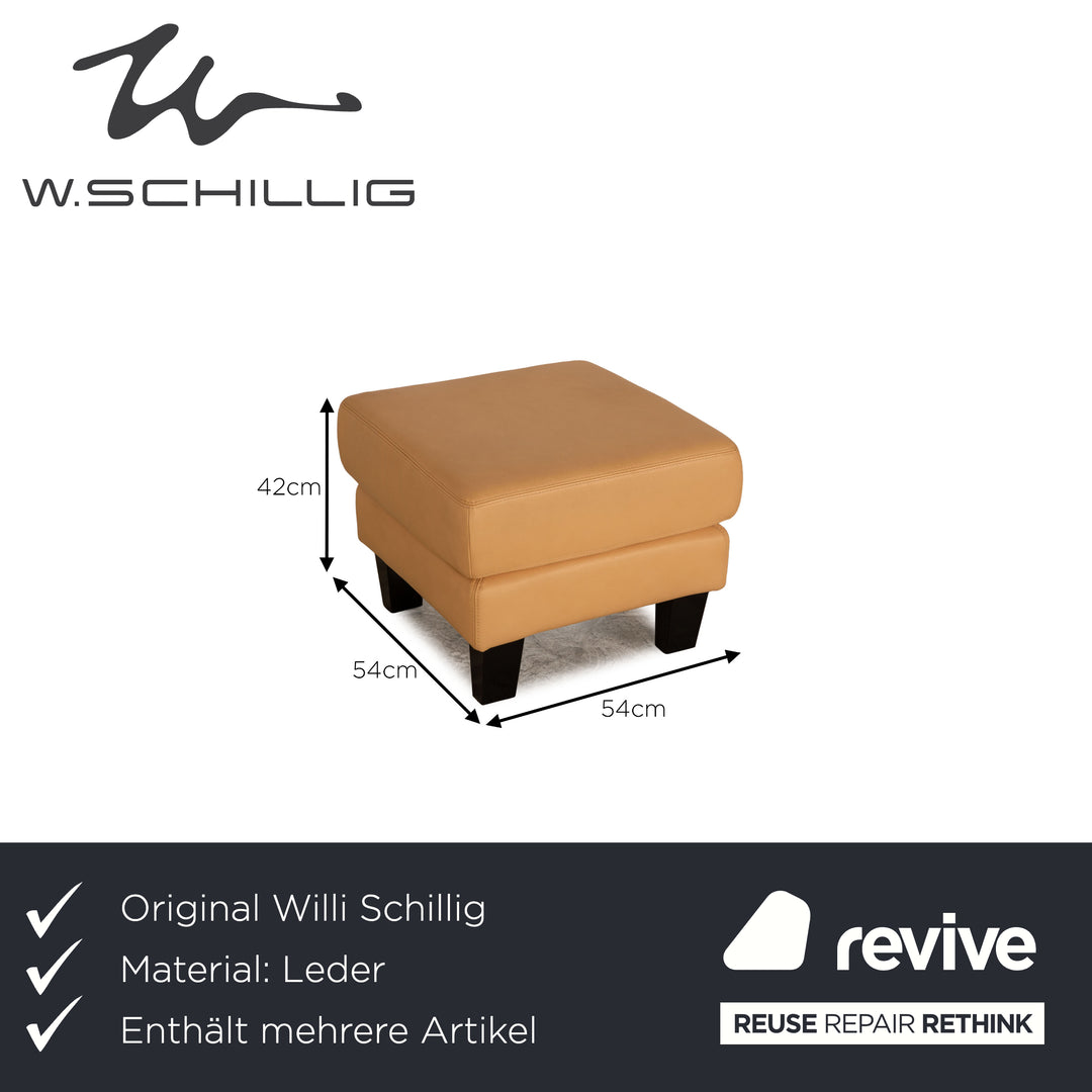 Willi Schillig Leder Sofa Garnitur Beige Couch Dreisitzer 2x Sessel Hocker