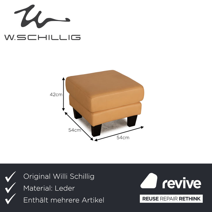 Willi Schillig Leder Sofa Garnitur Beige Couch Dreisitzer 2x Sessel Hocker