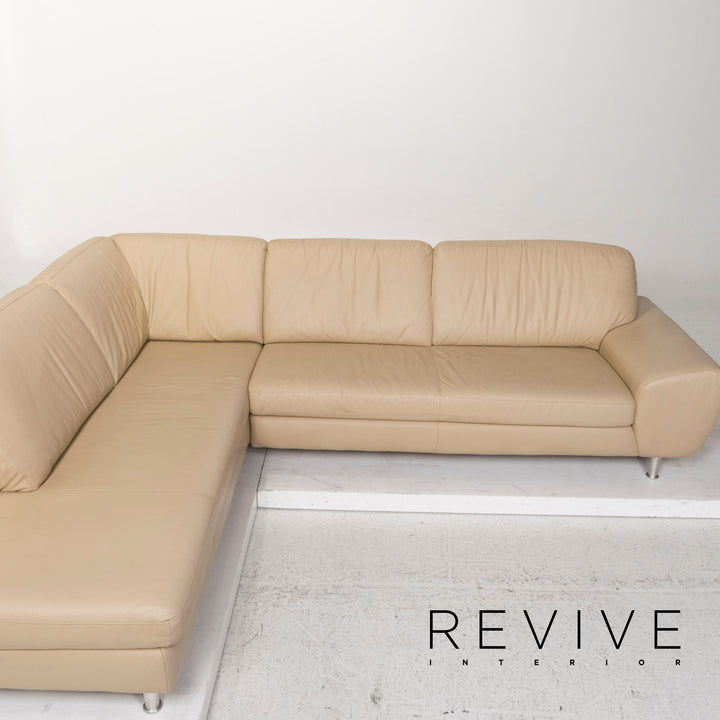 Willi Schillig leather sofa set beige corner sofa stool #13155
