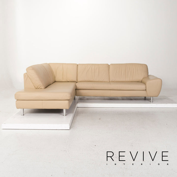Willi Schillig leather sofa set beige corner sofa stool #13155