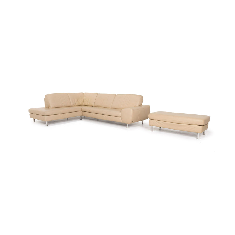 Willi Schillig Leder Sofa Garnitur Beige Ecksofa Hocker #13155