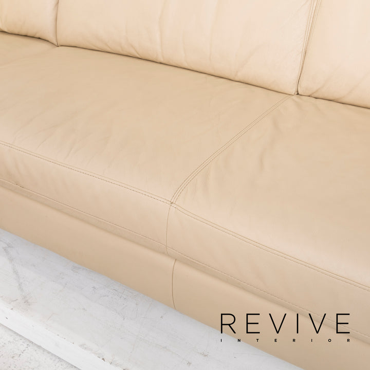 Willi Schillig leather sofa set beige corner sofa stool #13155