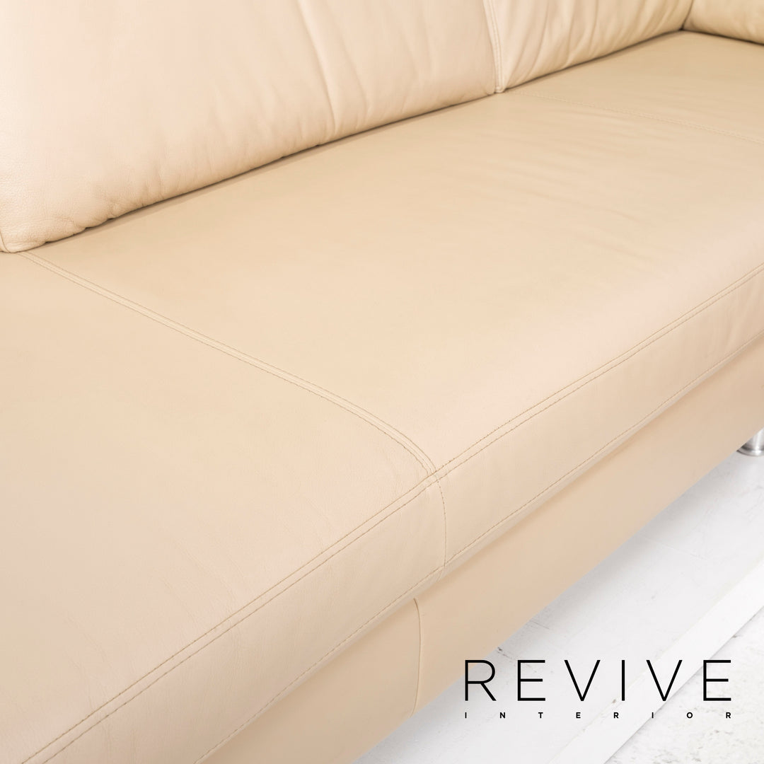 Willi Schillig leather sofa set beige corner sofa stool #13155