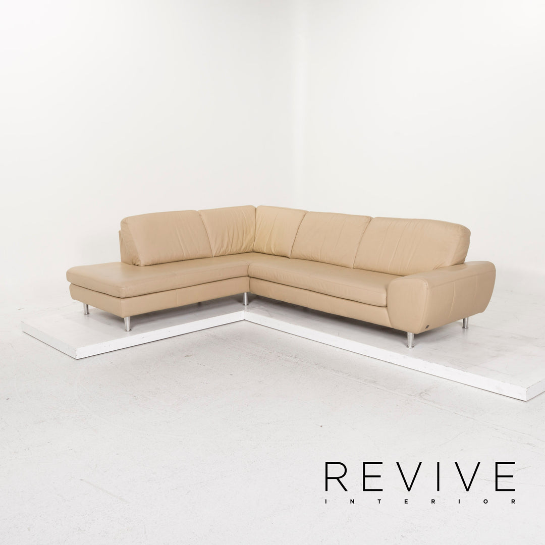 Willi Schillig leather sofa set beige corner sofa stool #13155