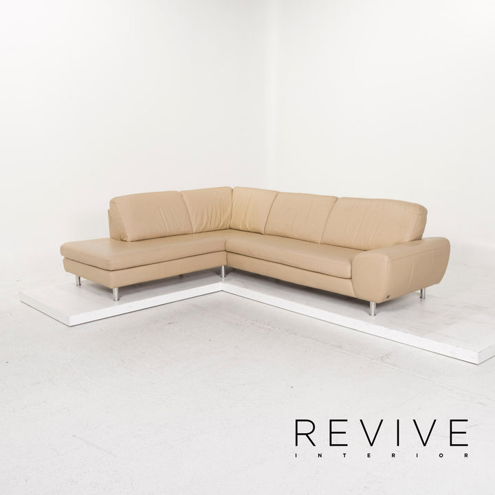Willi Schillig leather sofa set beige corner sofa stool #13155