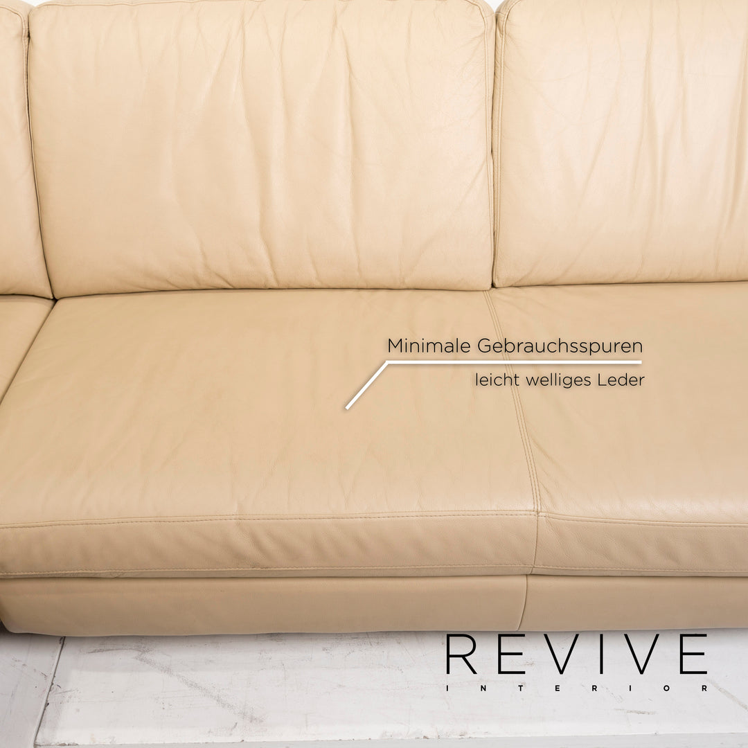 Willi Schillig leather sofa set beige corner sofa stool #13155