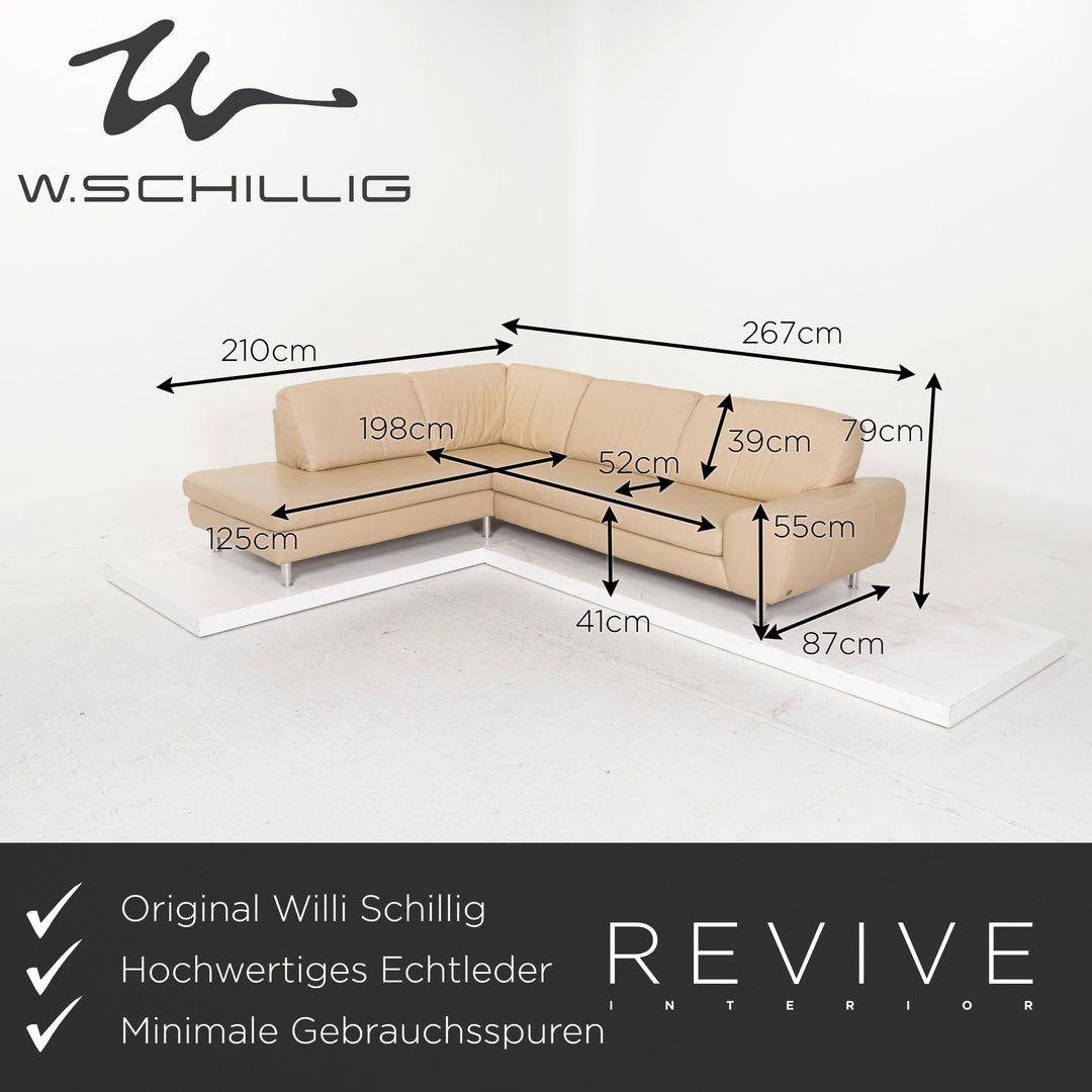 Willi Schillig leather sofa set beige corner sofa stool #13155