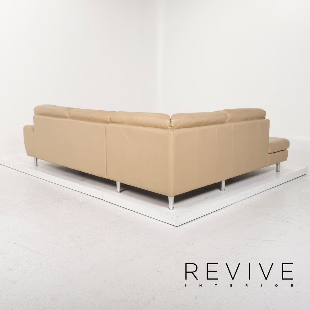 Willi Schillig leather sofa set beige corner sofa stool #13155