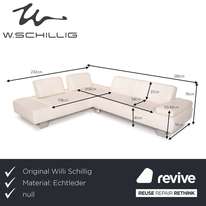 Willi Schillig leather sofa set cream corner sofa stool set