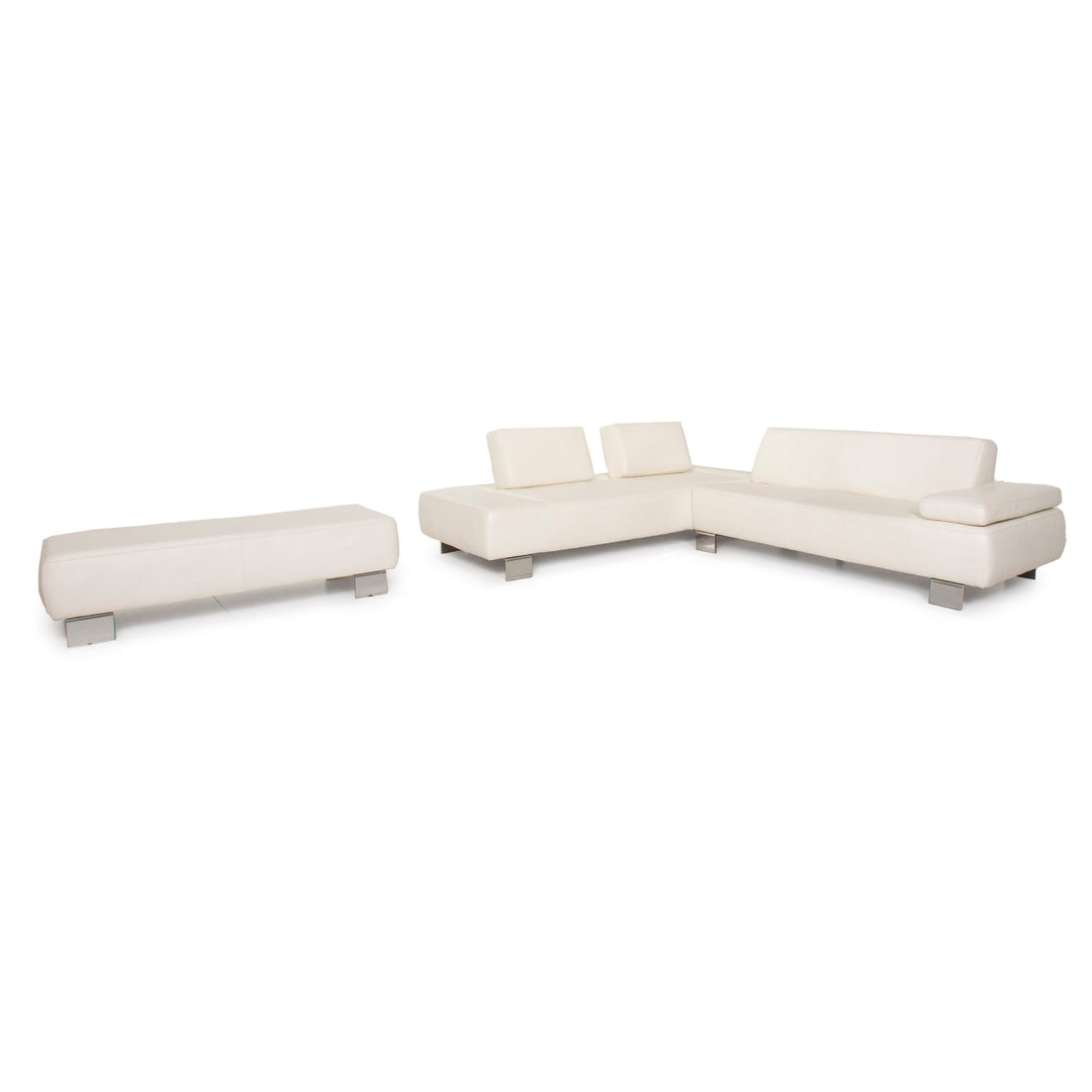 Willi Schillig leather sofa set cream corner sofa stool set