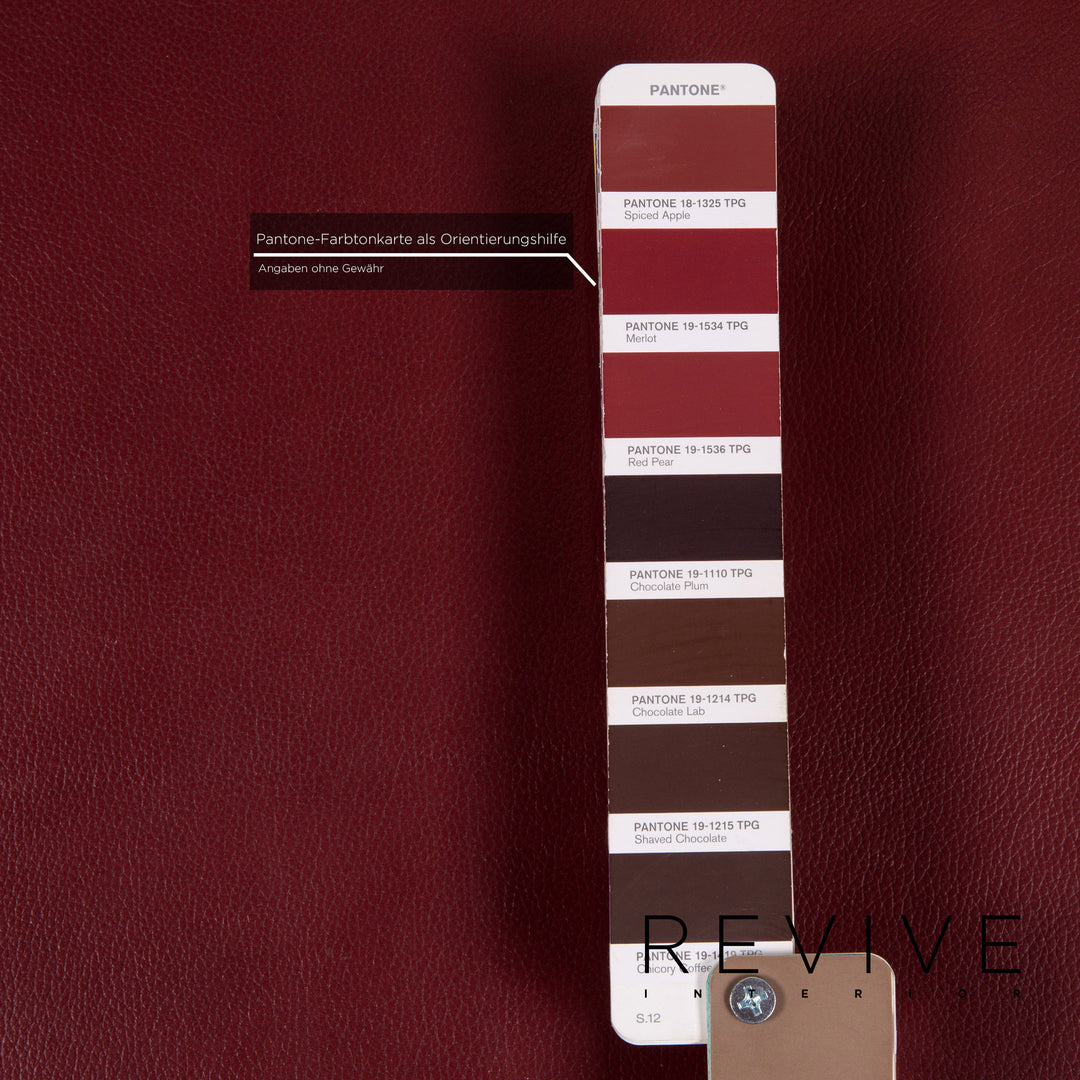 Willi Schillig leather sofa set red wine red 1x two-seater 1x stool function couch #15685