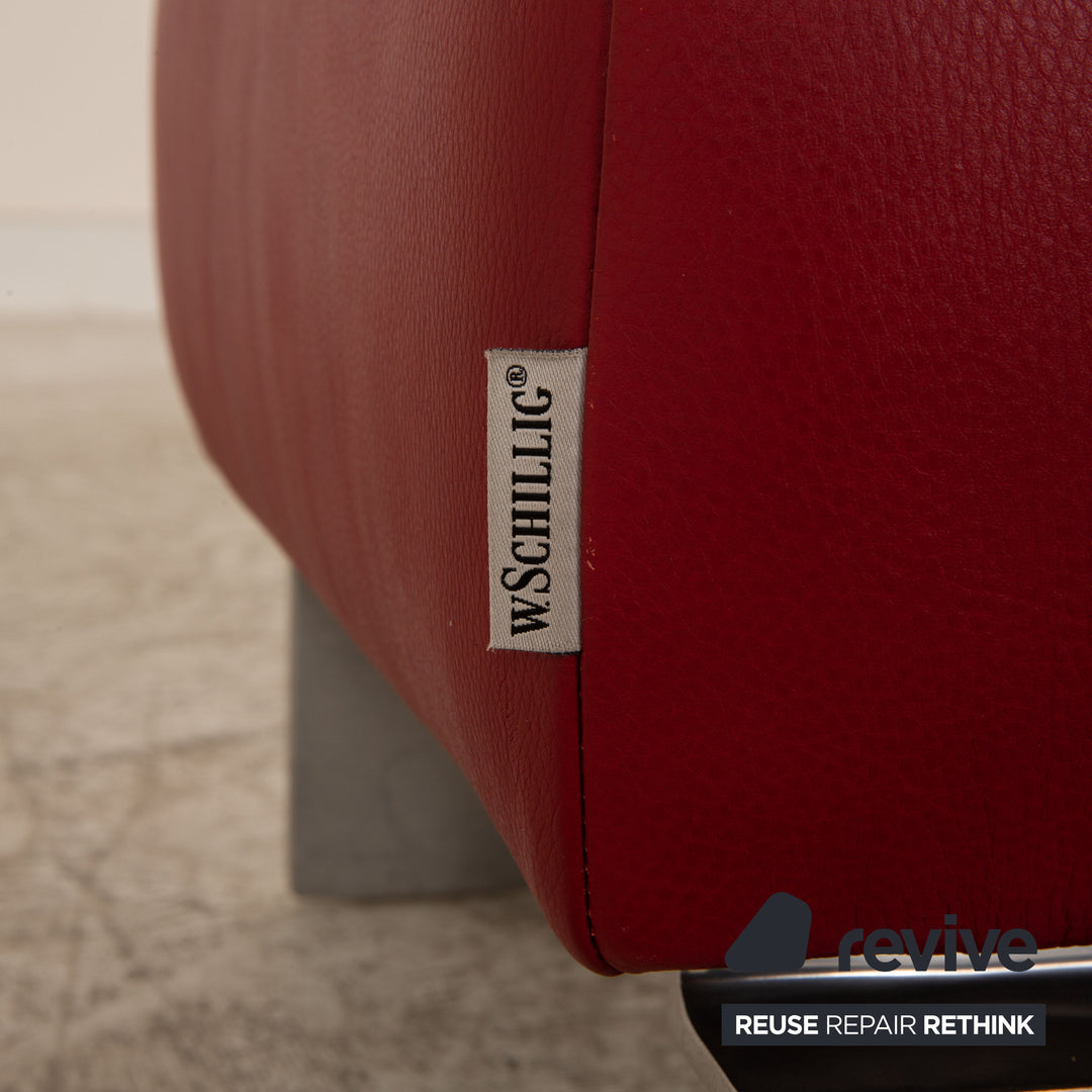 Willi Schillig leather sofa set red two-seater armchair stool function