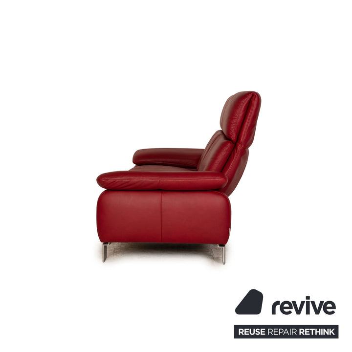 Willi Schillig leather sofa set red two-seater armchair stool function