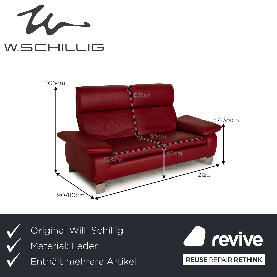 Willi Schillig leather sofa set red two-seater armchair stool function