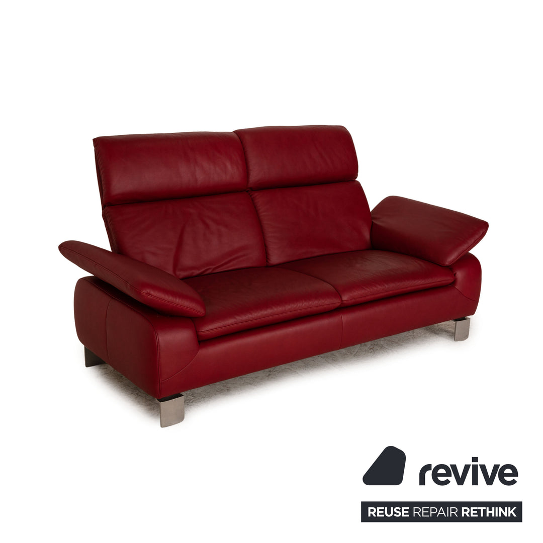 Willi Schillig leather sofa set red two-seater armchair stool function