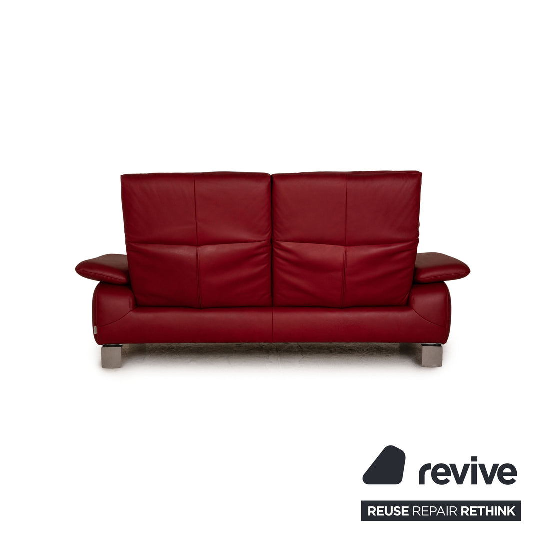 Willi Schillig leather sofa set red two-seater armchair stool function