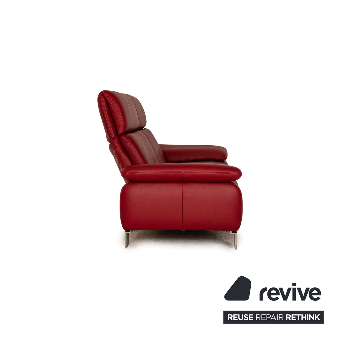 Willi Schillig leather sofa set red two-seater armchair stool function