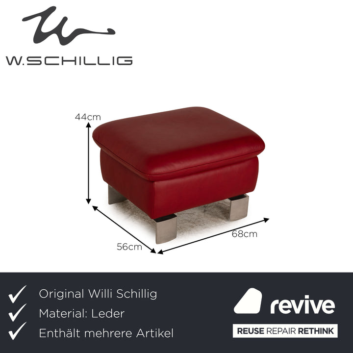 Willi Schillig leather sofa set red two-seater armchair stool function